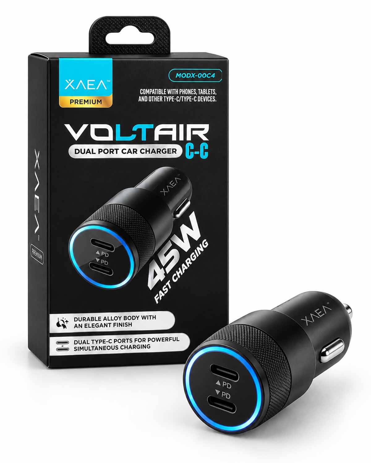 Cargador para Auto XAEA Voltaire 12V con Doble USB-C